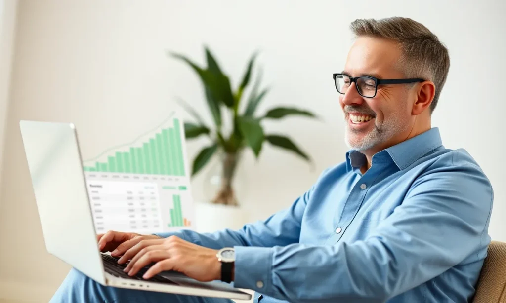 man celebrating financial success investment growth