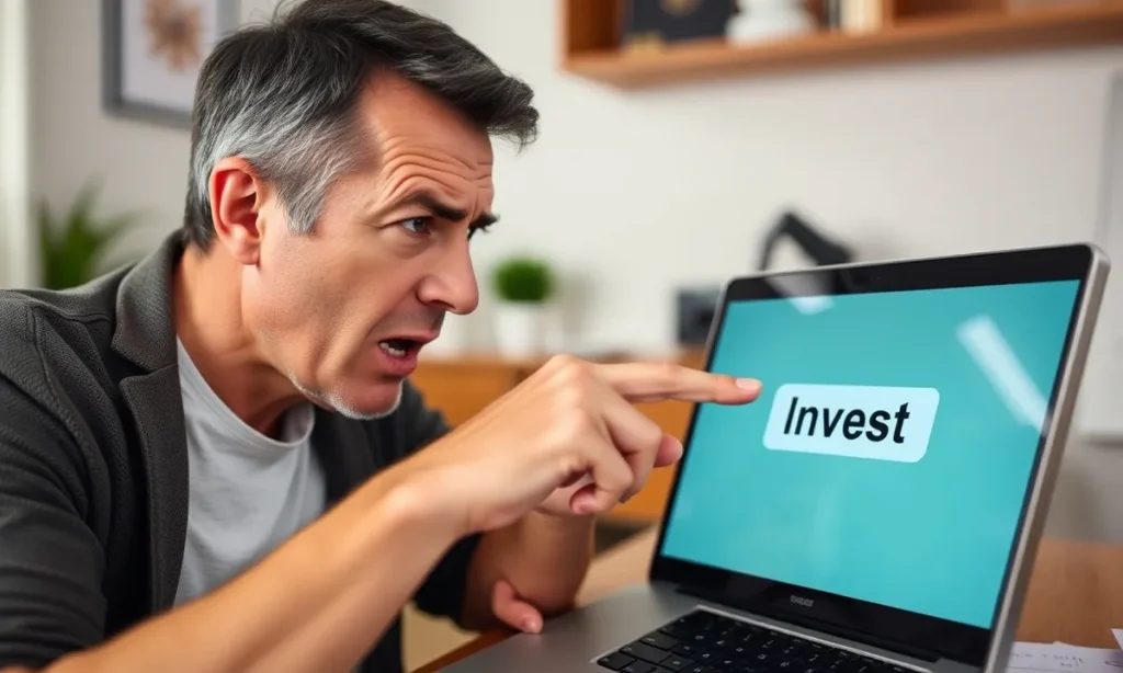 man making first investment online financial decision