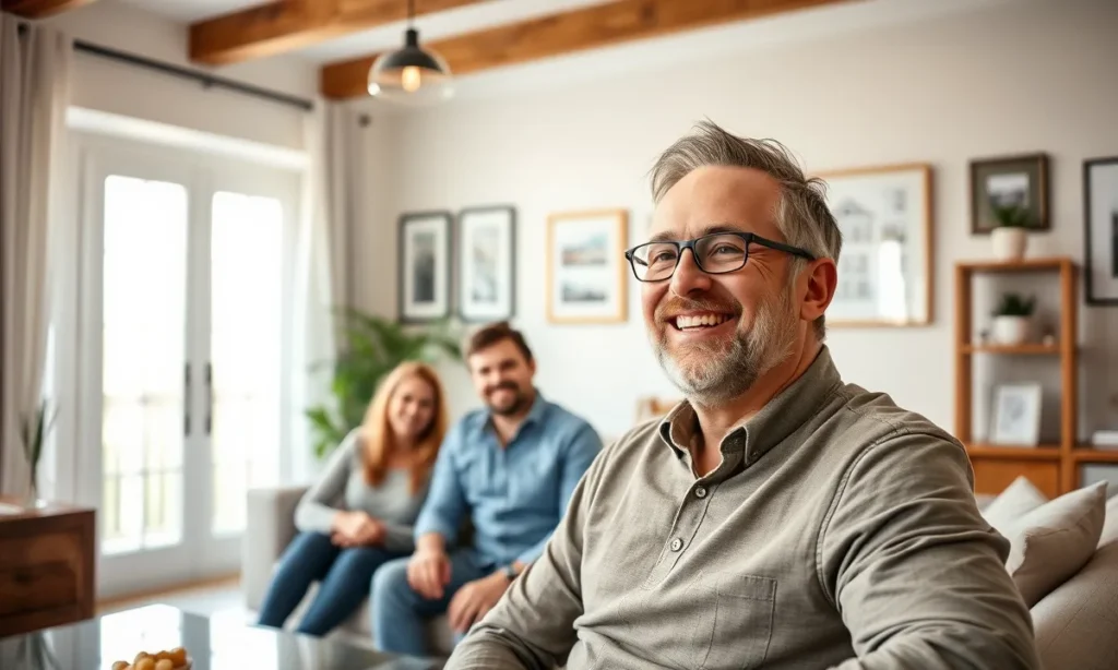 man enjoying financial freedom with family successful investor